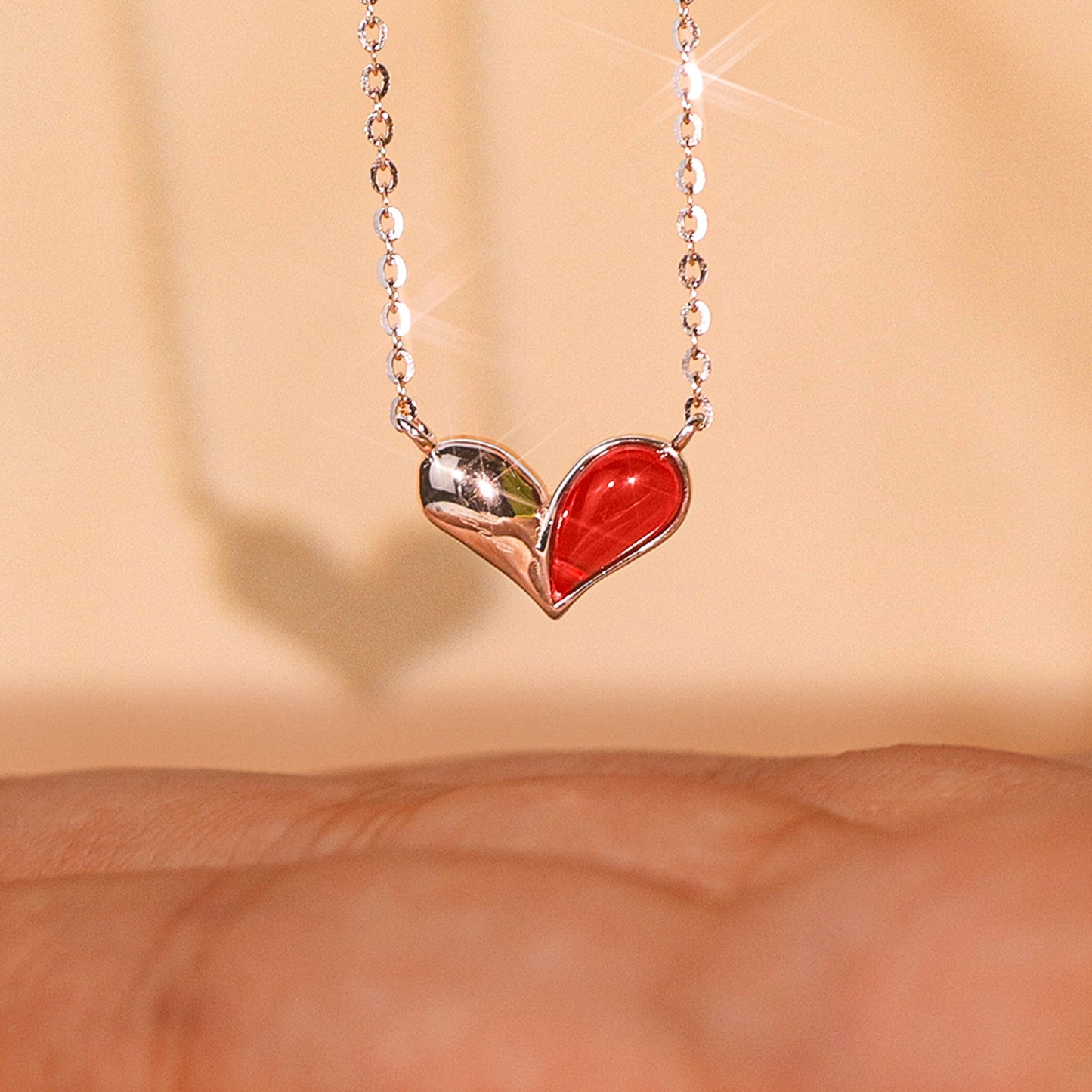 For Love - S925 Two Unique Parts Make A Beautiful Whole Heart Necklace
