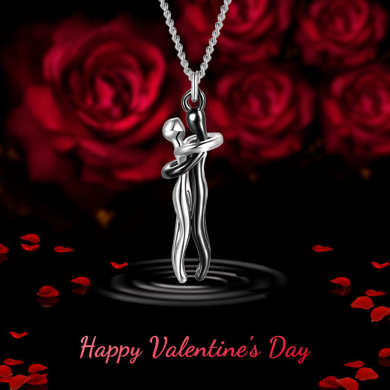 For Love - S925 You Are My Another Half Hug Couple Necklace