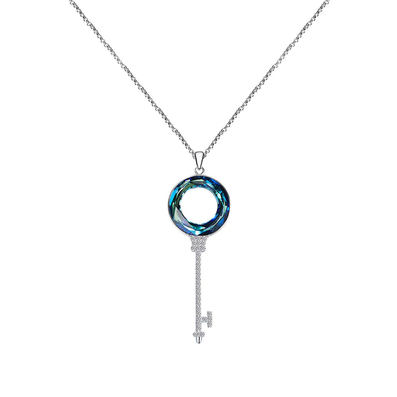 For Love - S925 You Hold the Key to My Heart Crystal Key Necklace