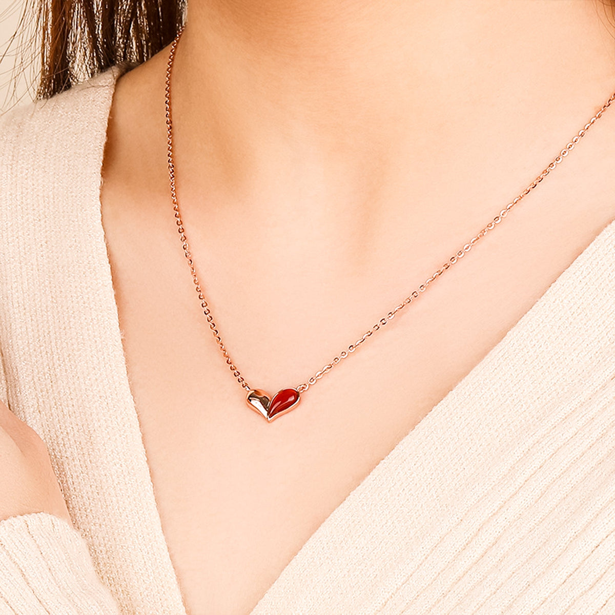 For Love - S925 Two Unique Parts Make A Beautiful Whole Heart Necklace
