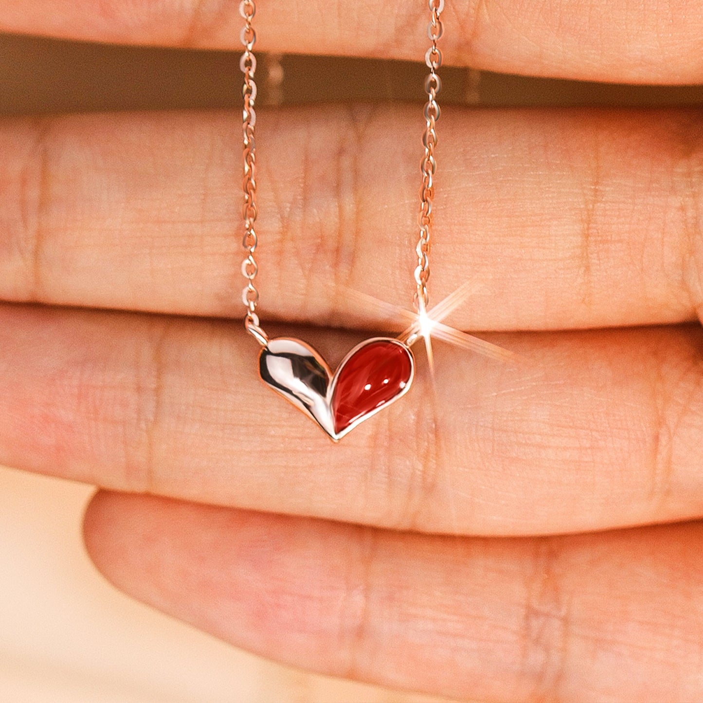 For Love - S925 Two Unique Parts Make A Beautiful Whole Heart Necklace