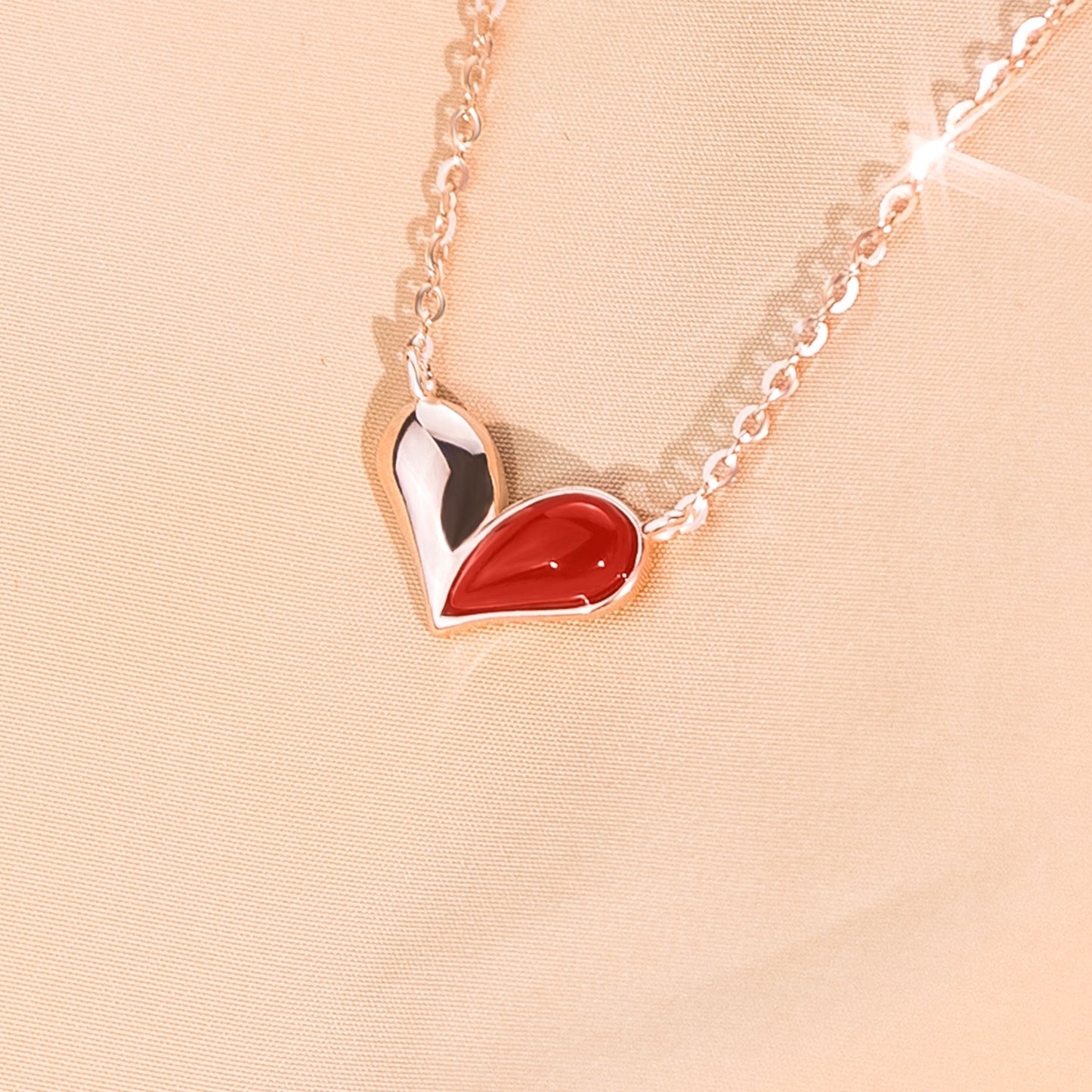 For Love - S925 Two Unique Parts Make A Beautiful Whole Heart Necklace