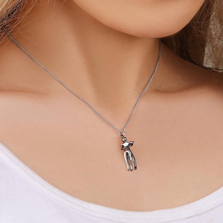 For Love - S925 You Are My Another Half Hug Couple Necklace