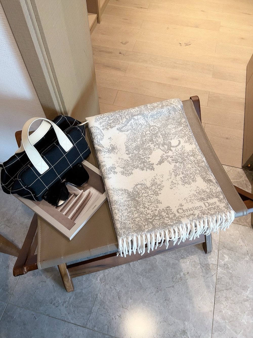 Dior Animal Toile Fringed Scarf — front