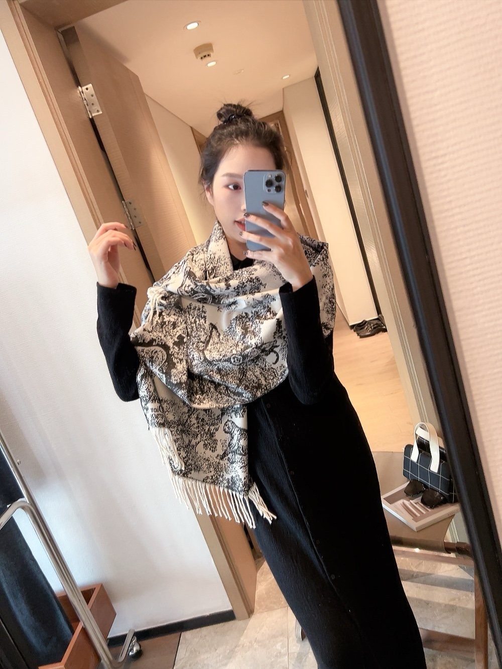 Dior Animal Toile Fringed Scarf — model