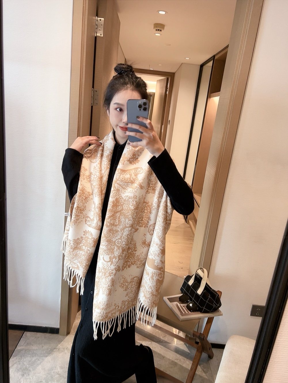 Dior Animal Toile Fringed Scarf — model
