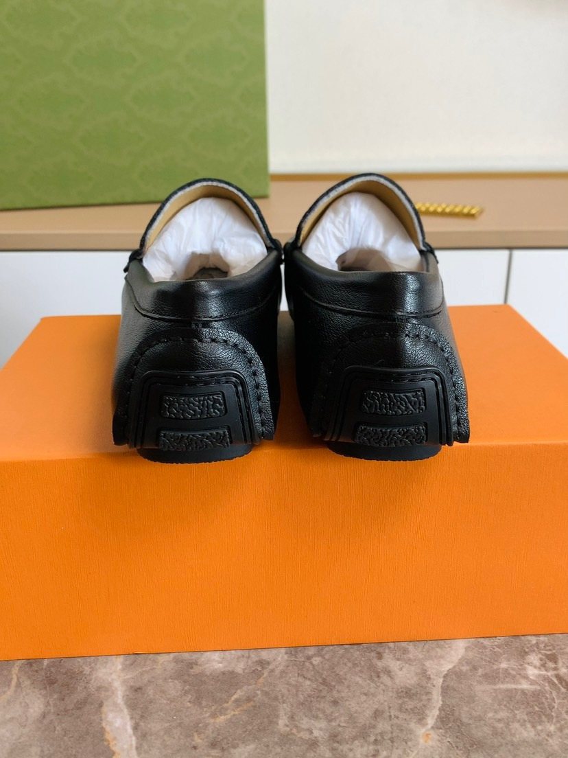 Louis Vuitton Black Moc-Toe Loafers — back