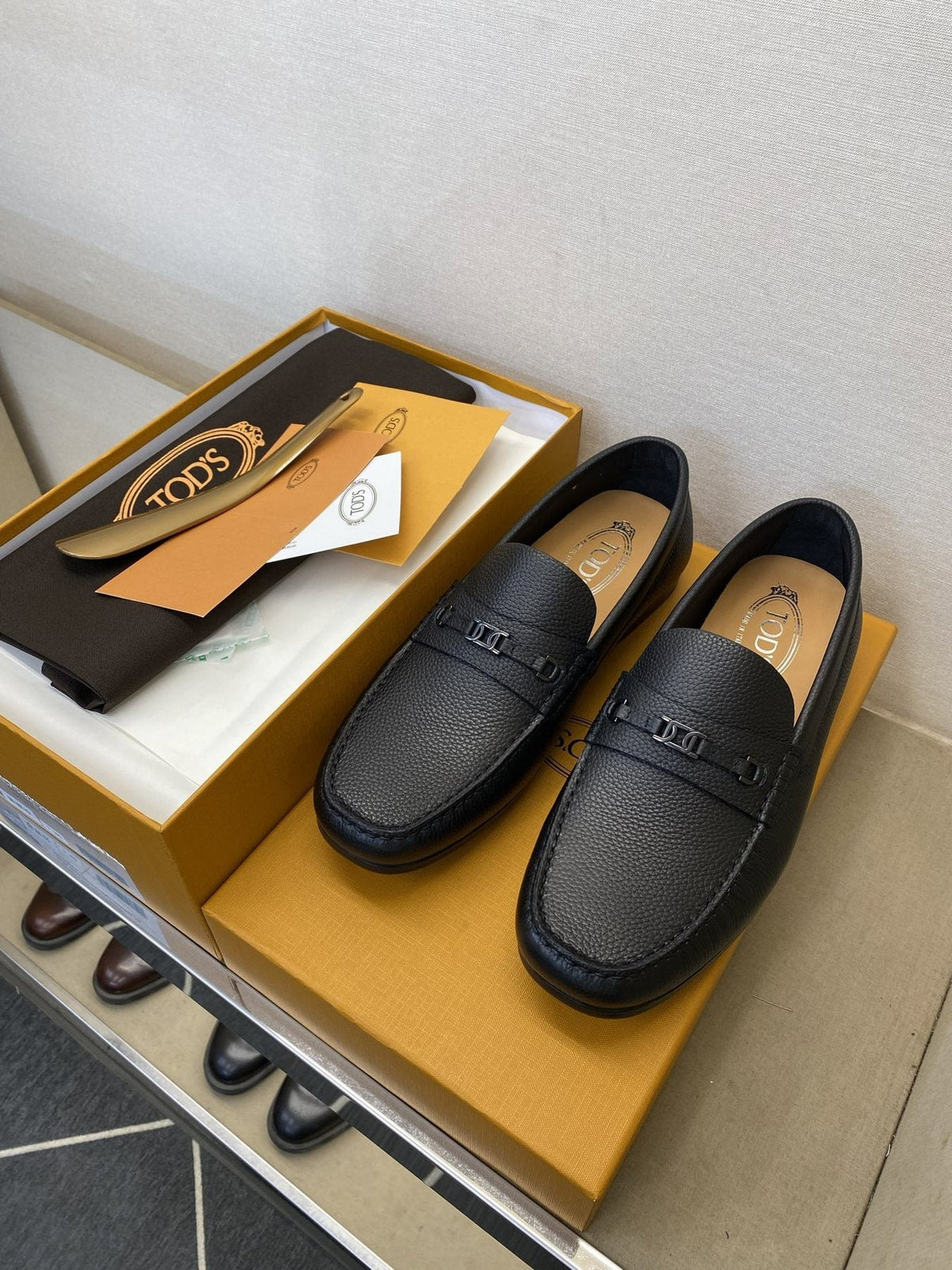 Tod's Black Leather Penny Loafers — front