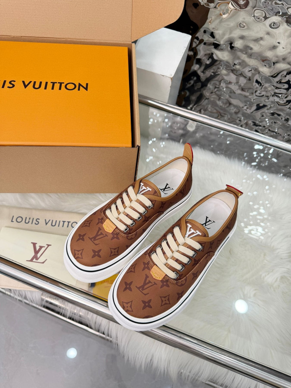 Louis Vuitton Brown Monogram Low-Top Sneakers — side