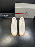 Prada White Gum Sole Low-Top Sneakers — hero