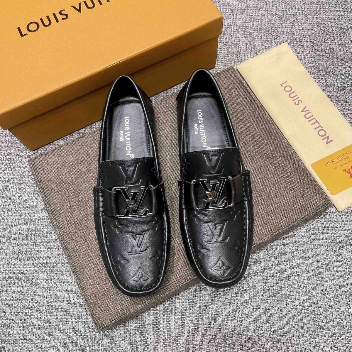 Louis Vuitton Black Metal-Accent Loafers — front