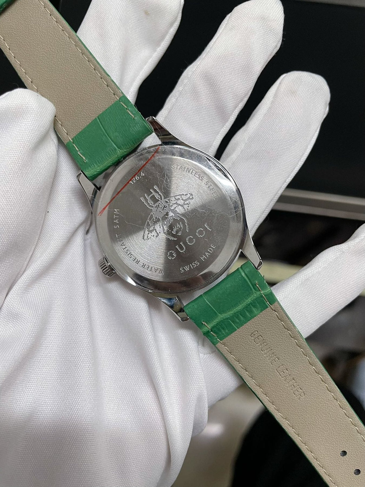 Gucci Green Bee Dial Watch — back
