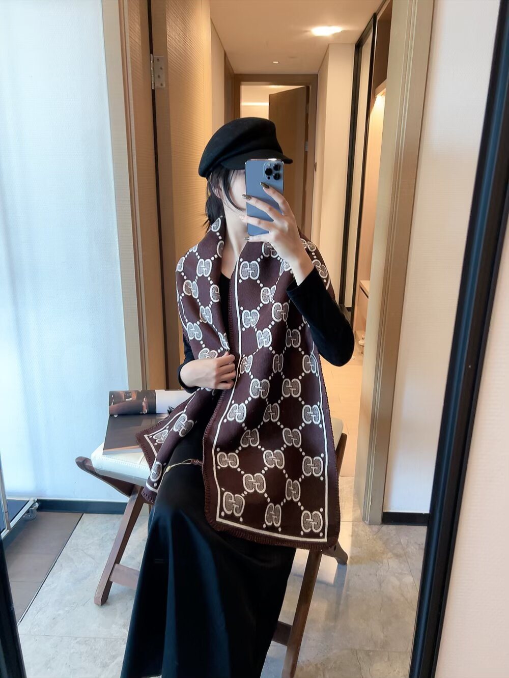 Gucci GG Monogram Scarf — model