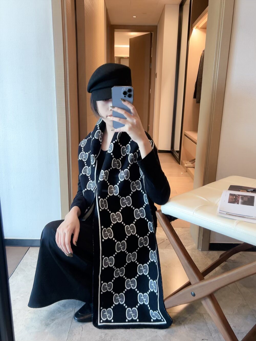 Gucci GG Monogram Scarf — model
