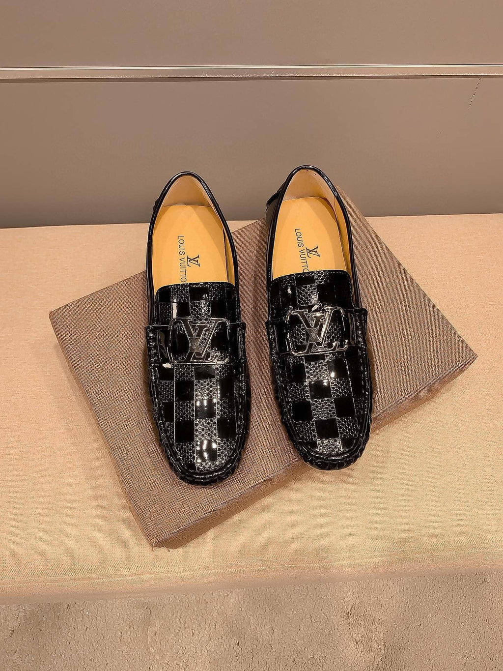 Louis Vuitton Black Glossy Buckle Loafers — hero