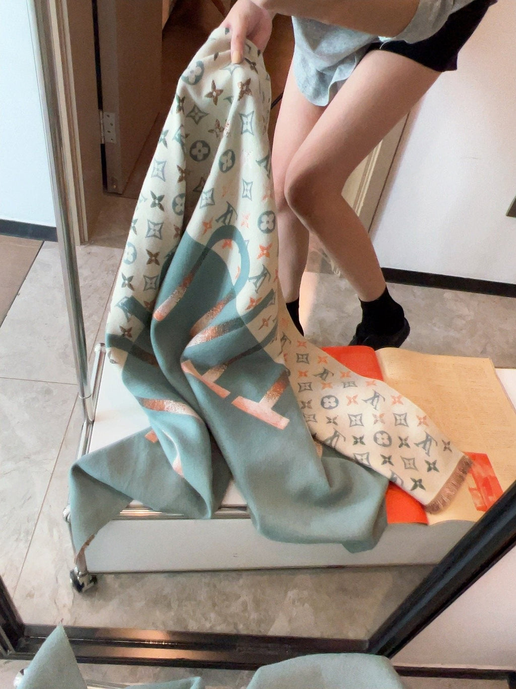 Louis Vuitton Patterned Long Scarf — model