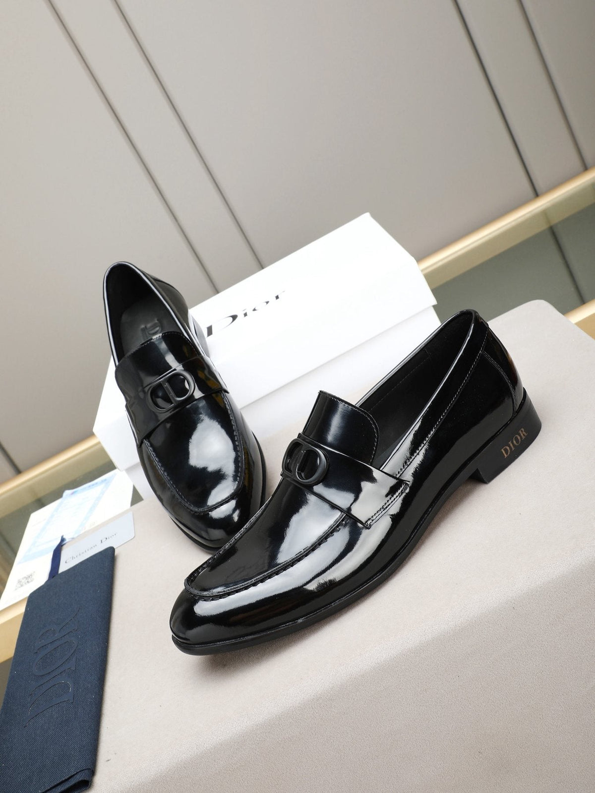 Dior Black Patent Leather Loafers — front