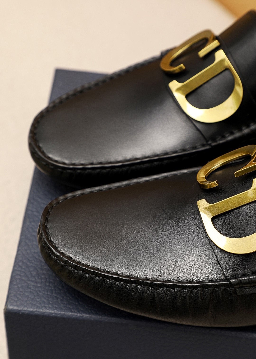 Dior Black Gold-Tone Hardware Loafers — detail