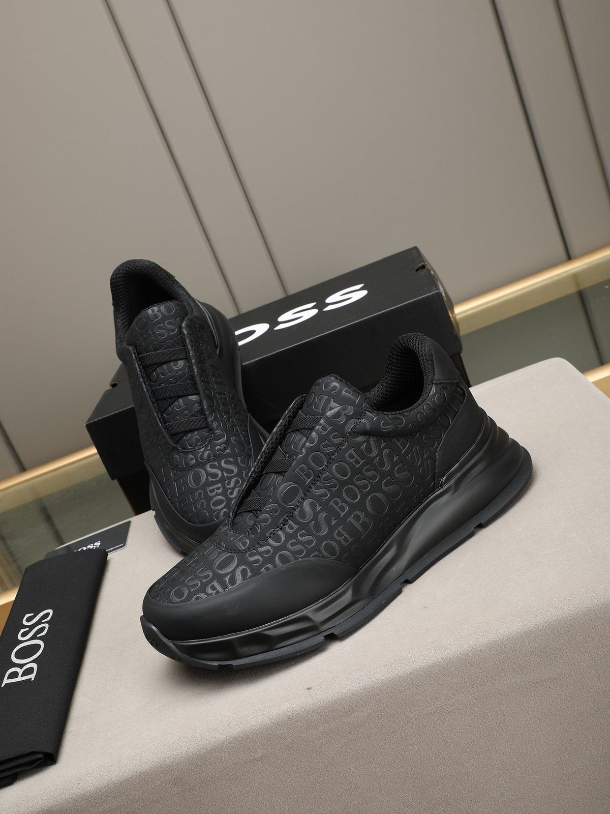 BOSS Black Logo Slip-On Sneakers — front