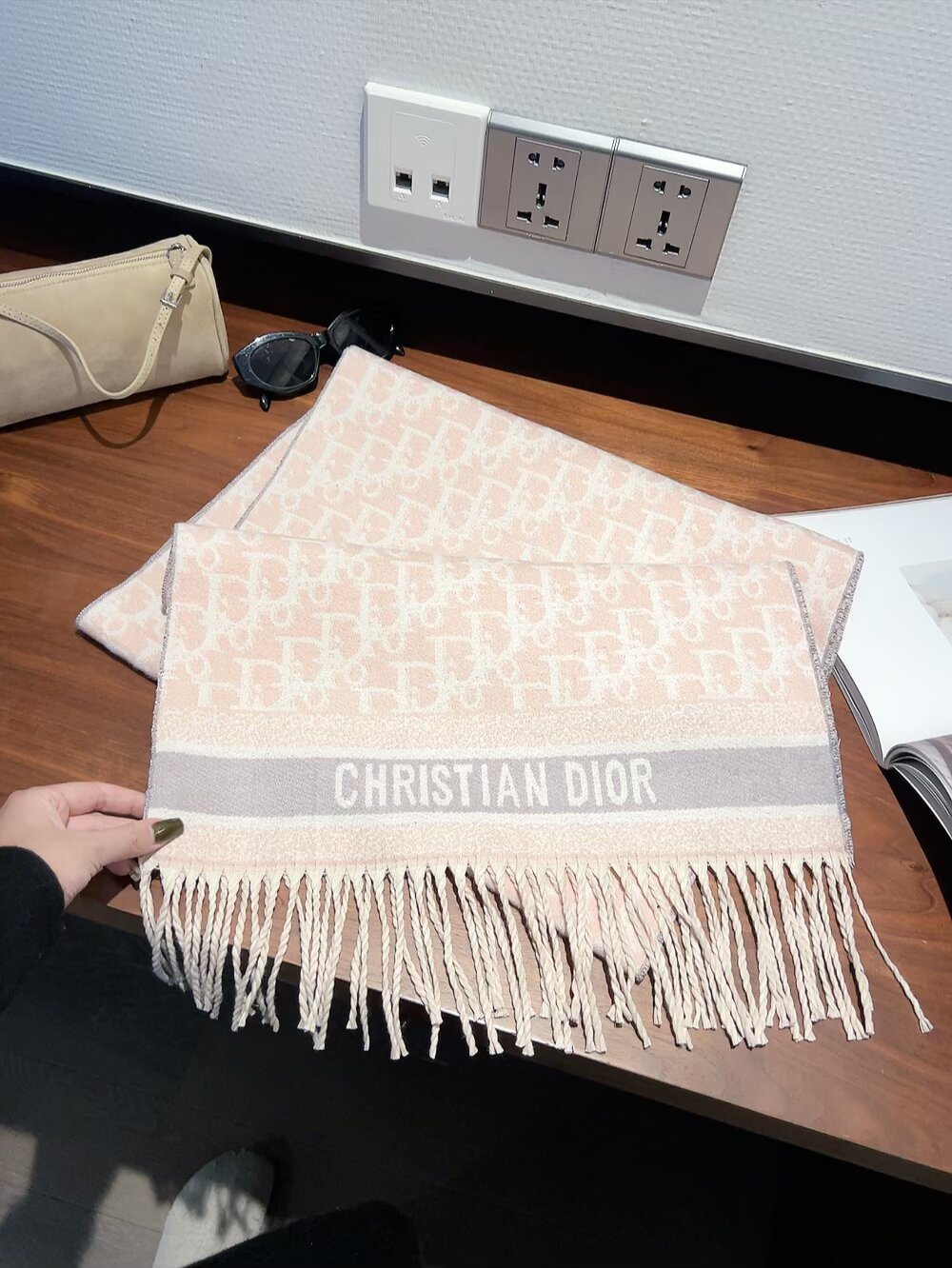 Dior Monogram Fringed Scarf — front