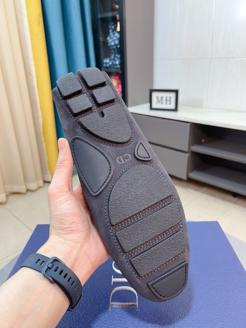 Dior Dark Gray Metal Accent Loafers — back