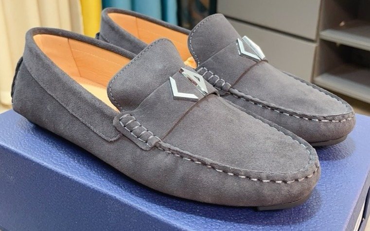 Dior Dark Gray Metal Accent Loafers — hero