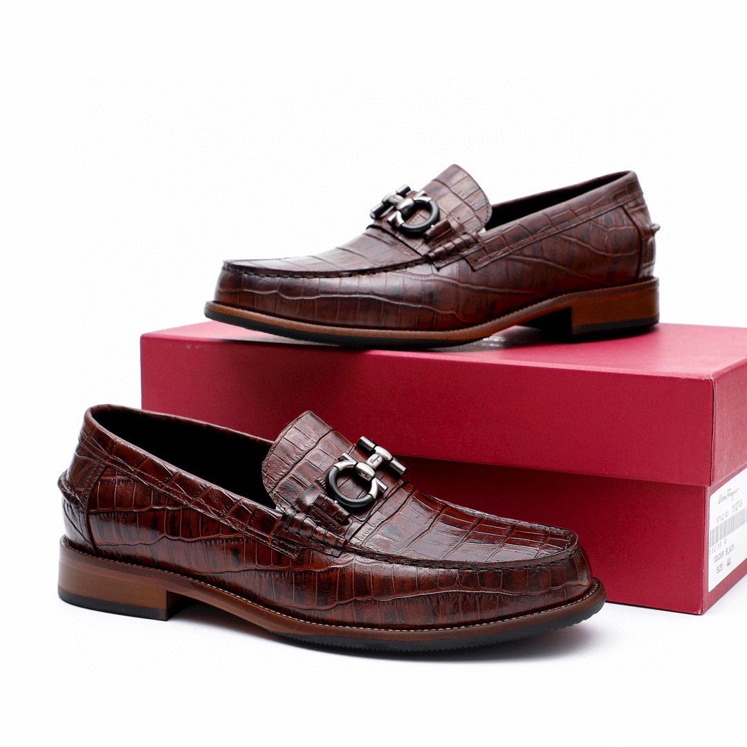 Salvatore Ferragamo Dark Brown Bit Loafers — front