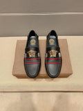 Versace Black Red Stripe Slip-On Loafers — hero