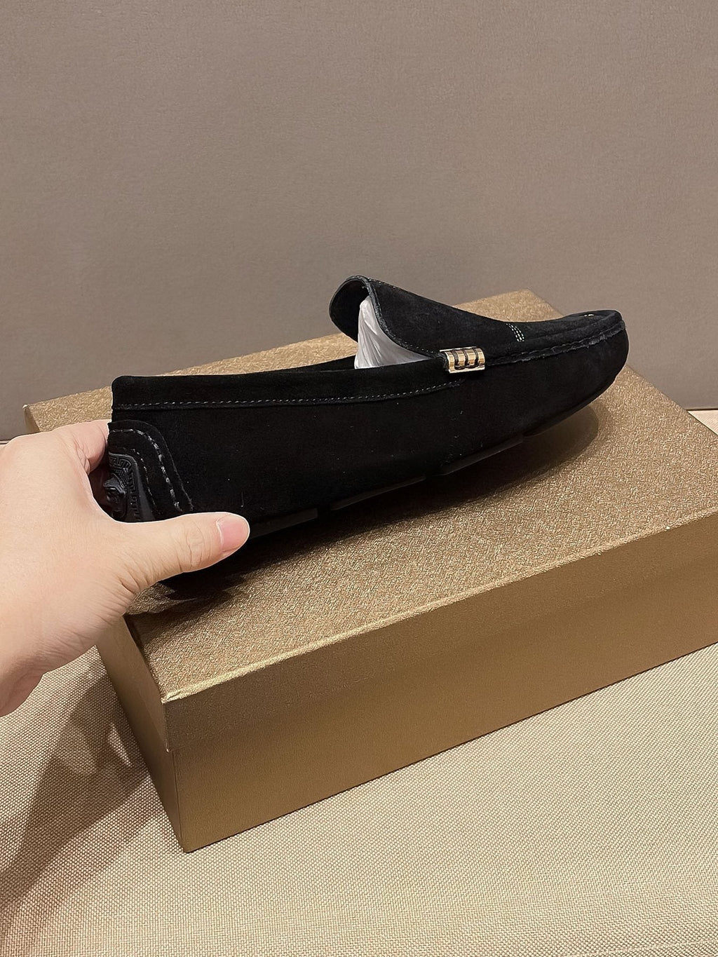 Versace Black Medallion Slip-On Loafers — side