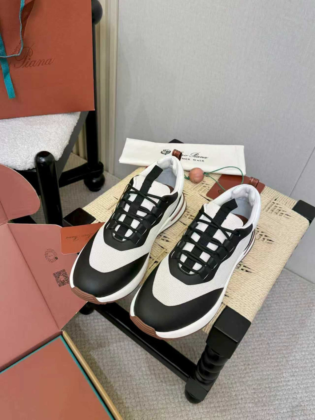 Loro Piana Black and White Sneakers — front