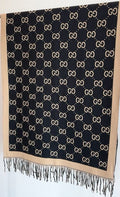 Gucci Black & Beige Fringed Shawl — hero