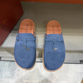 Navy Blue Slip-On Mule Loafers — front