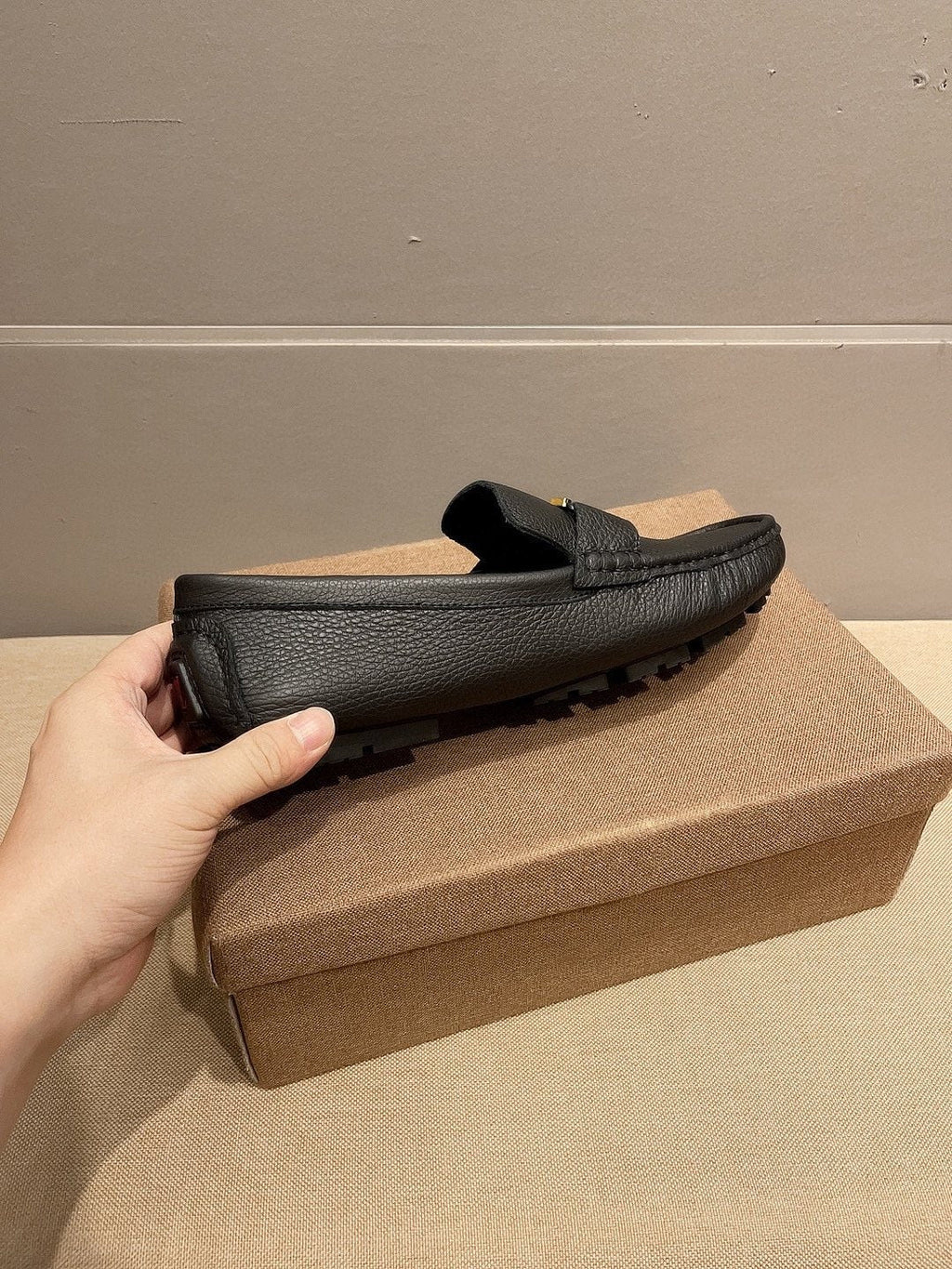 Louis Vuitton Black Gold-Tone Buckle Loafers — side