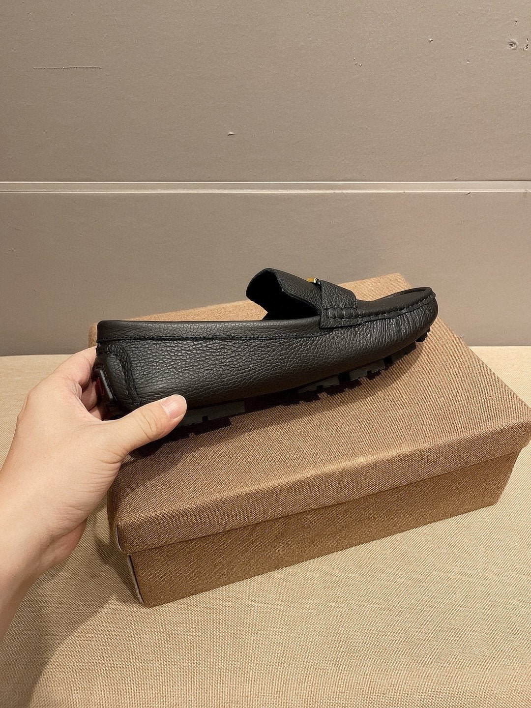 Louis Vuitton Black Gold-Tone Buckle Loafers — side