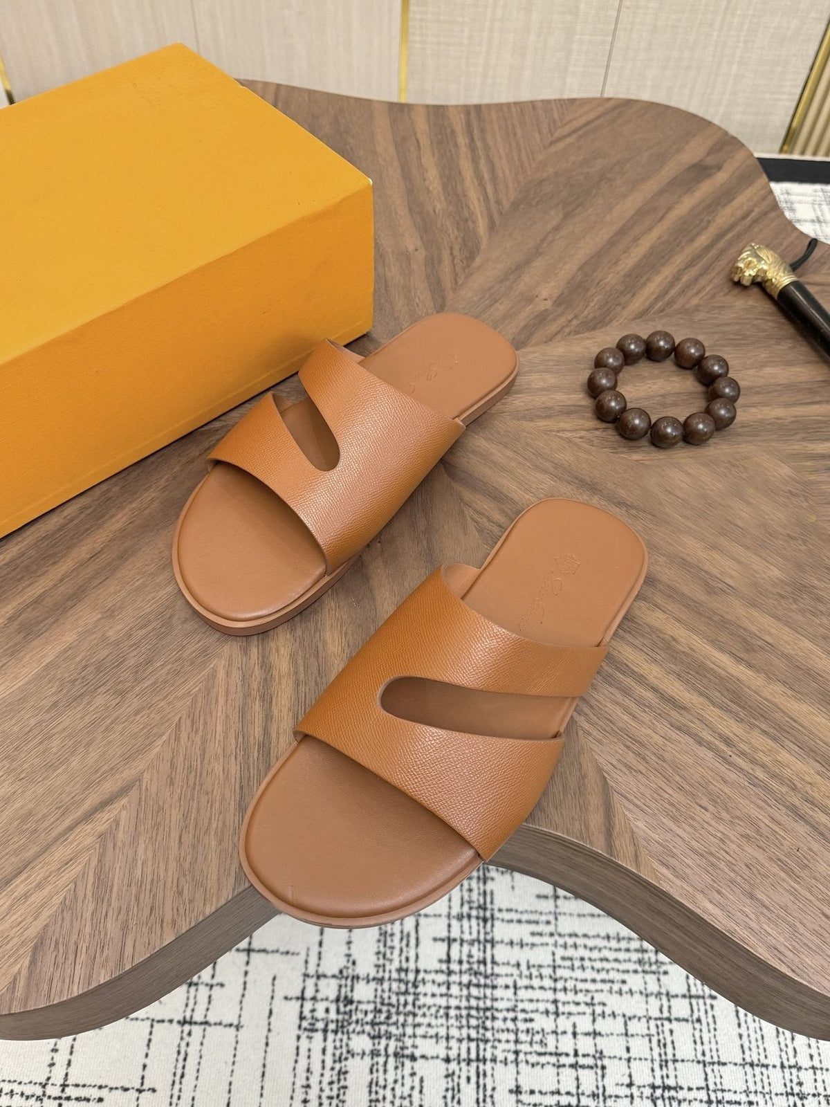 Loro Piana Cross-Strap Slide Sandals — front