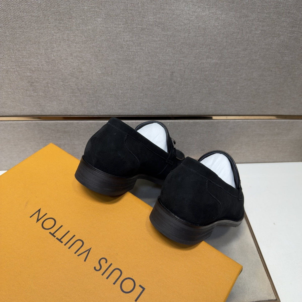 Louis Vuitton Black Monogram Bar Loafers — back