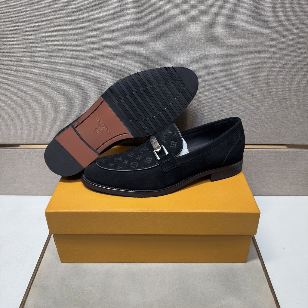 Louis Vuitton Black Monogram Bar Loafers — side