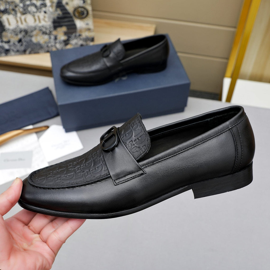 Dior Black Embossed Leather Loafers — model