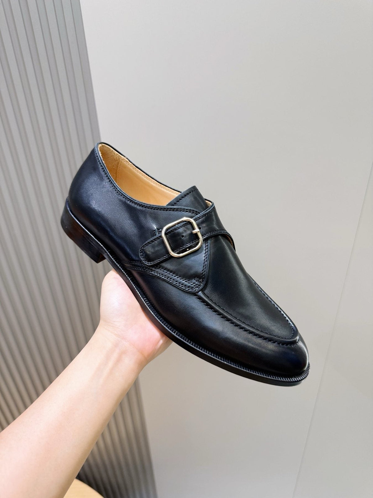 Loro Piana Black Buckle Loafers — side