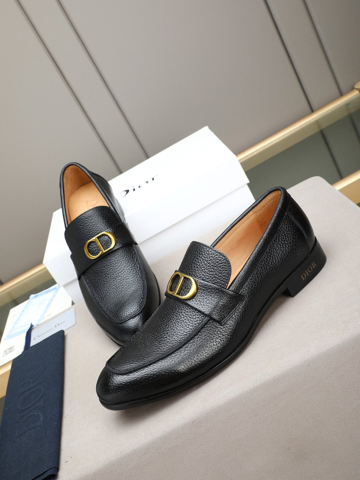 Dior Black Buckle Loafers — front