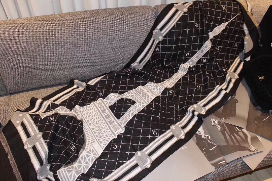 Chanel Eiffel Tower Grid Scarf — front