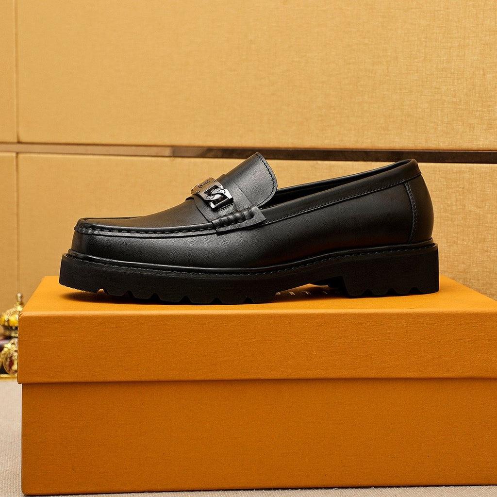 Louis Vuitton Black Metal-Bit Loafers — side
