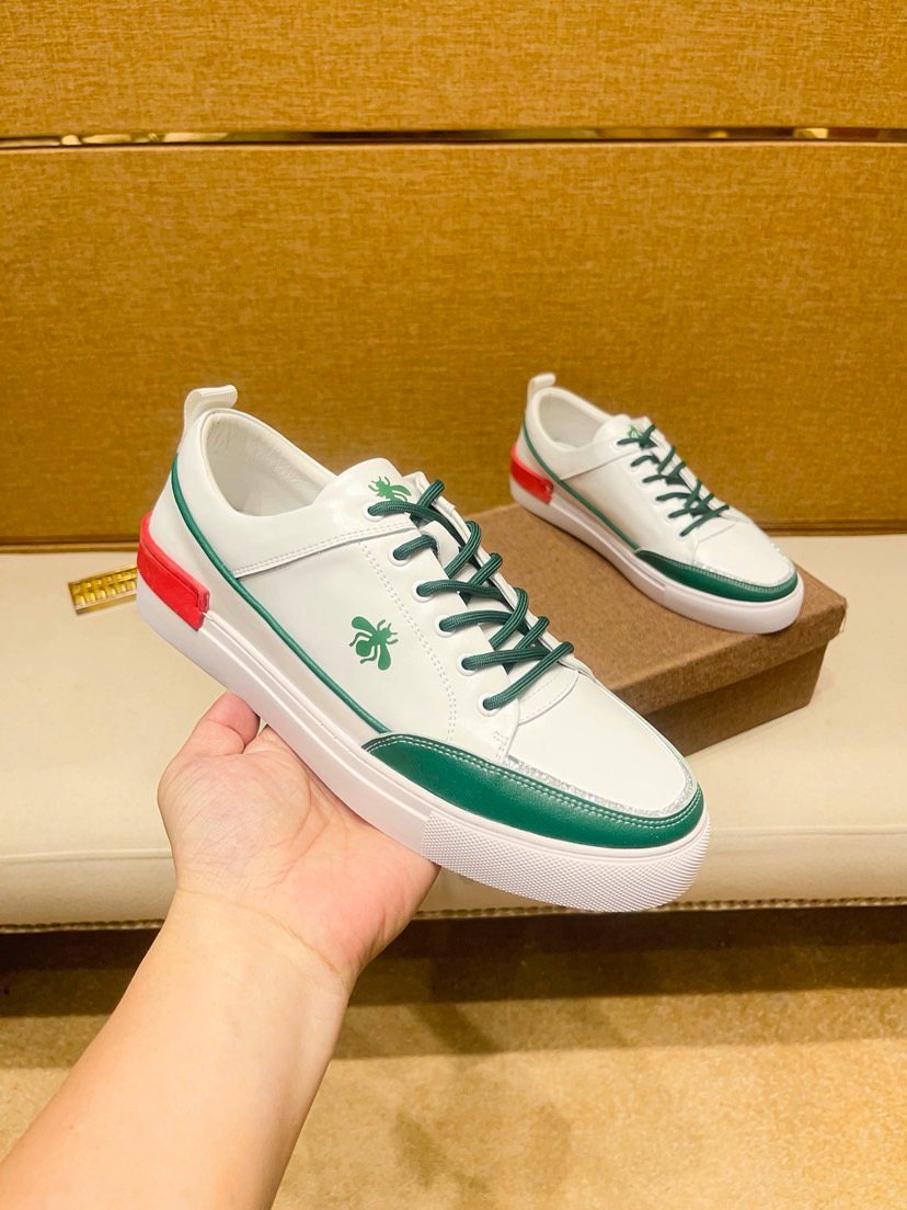 White Green and Red Low-Top Sneakers — front