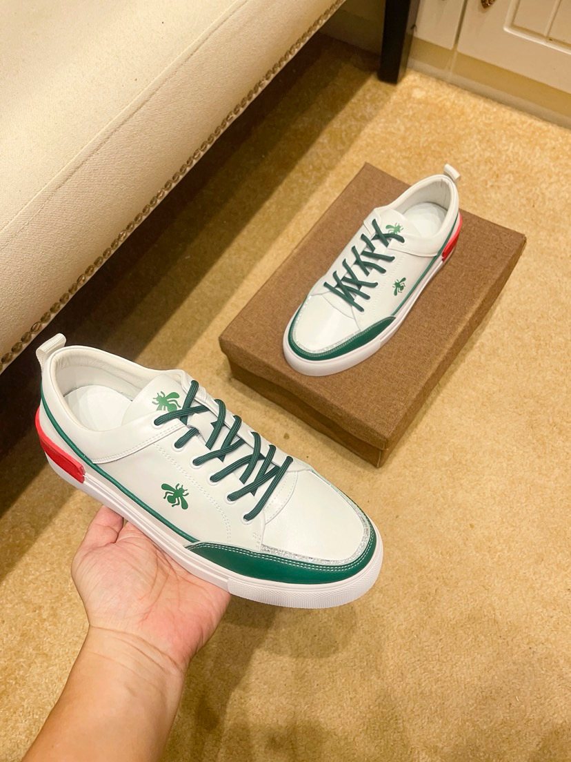 White Green and Red Low-Top Sneakers — side