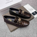 Versace Dark Brown Croc-Embossed Loafers — hero