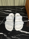 Louis Vuitton White Double-Buckle Slide Sandals — hero