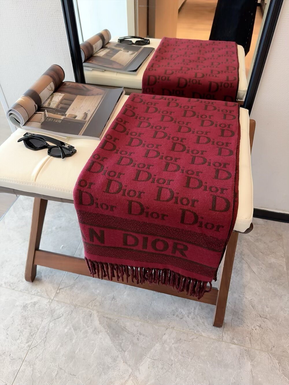 Dior Logo-Pattern Fringed Scarf — hero