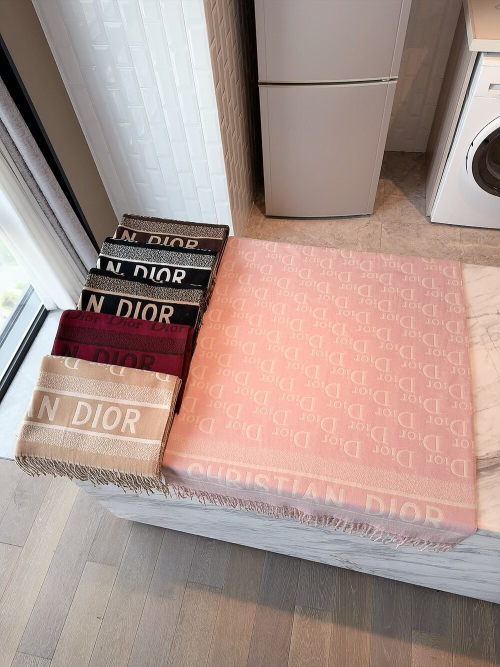 Dior Fringed Monogram Scarf — front