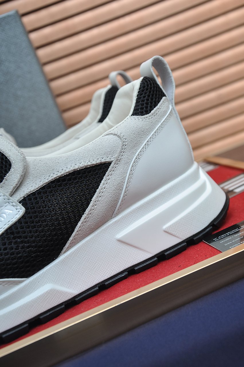 Prada Color-Block Mesh Sneakers — detail