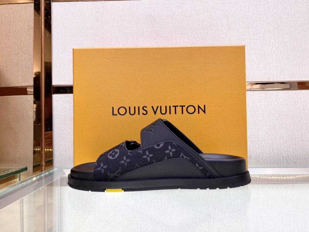 Louis Vuitton Monogram Buckle Slide Sandals — side